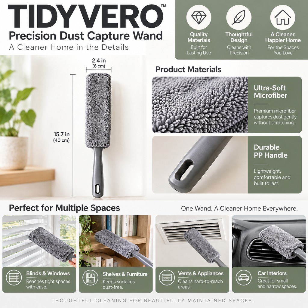 TIDYVERO™ Precision Dust Capture Wand with Microfiber Renewal System