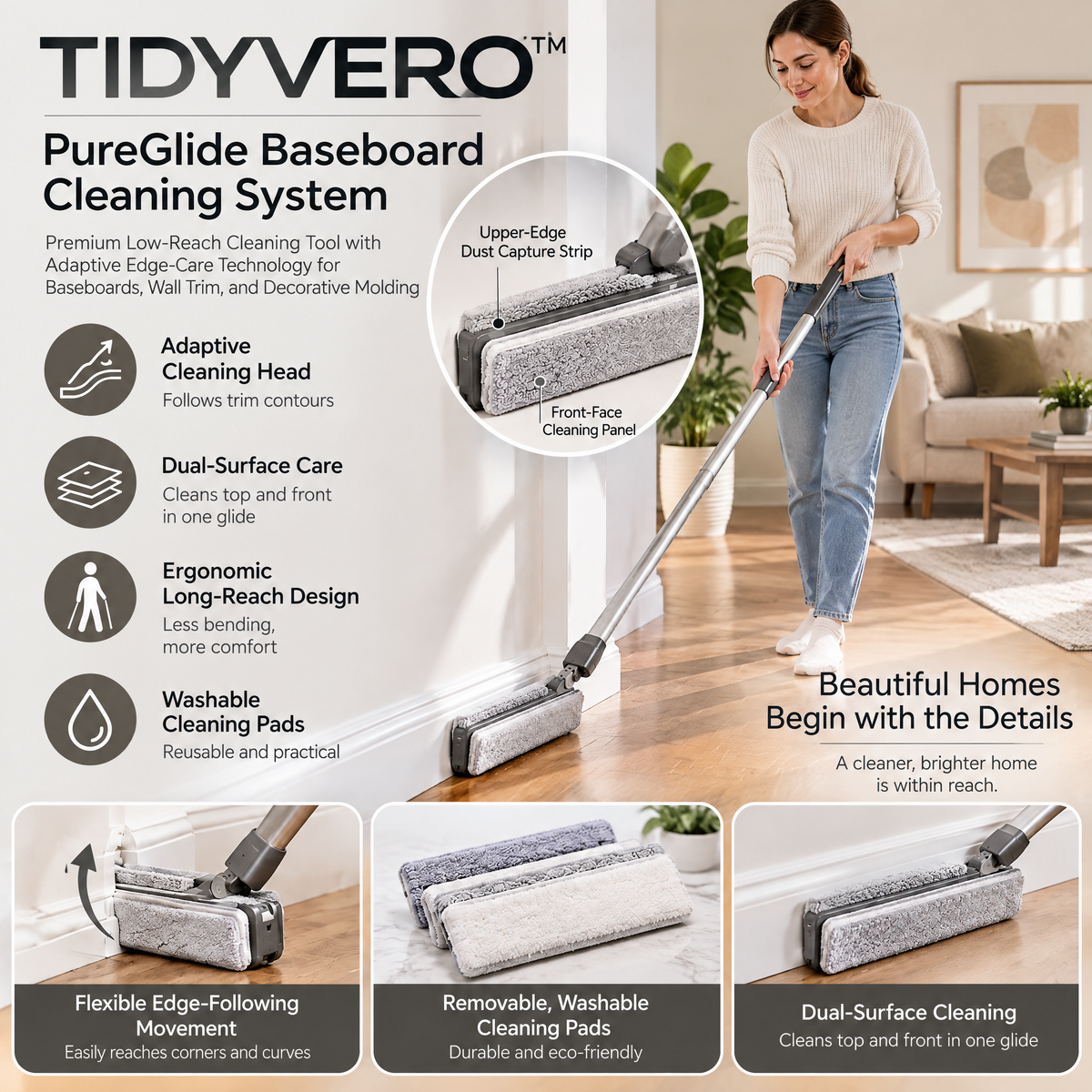TIDYVERO™ PureGlide Baseboard Cleaning System