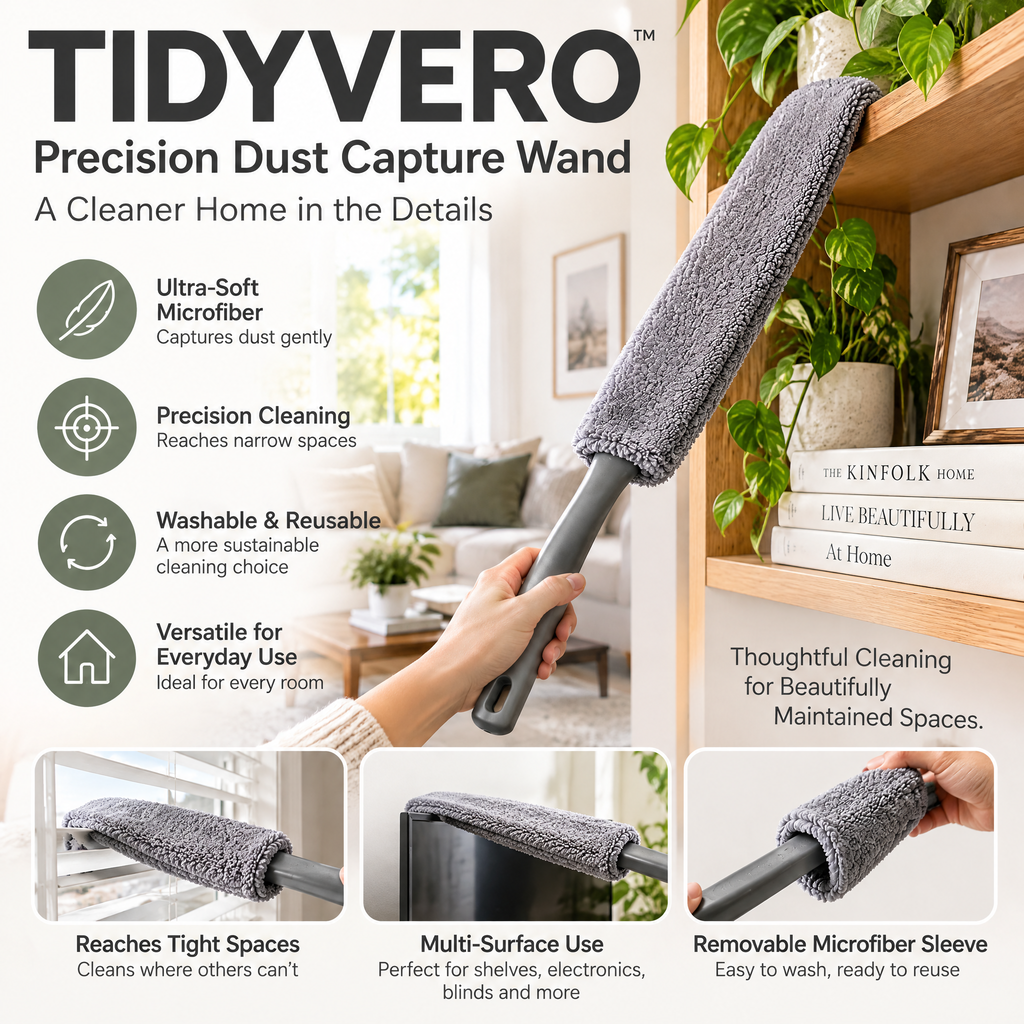 TIDYVERO™ Precision Dust Capture Wand with Microfiber Renewal System